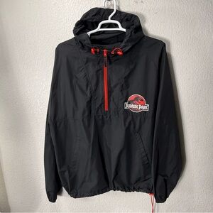Universal Studios Mens Jurassic Park Windbreaker Hooded Jacket Size XL Black